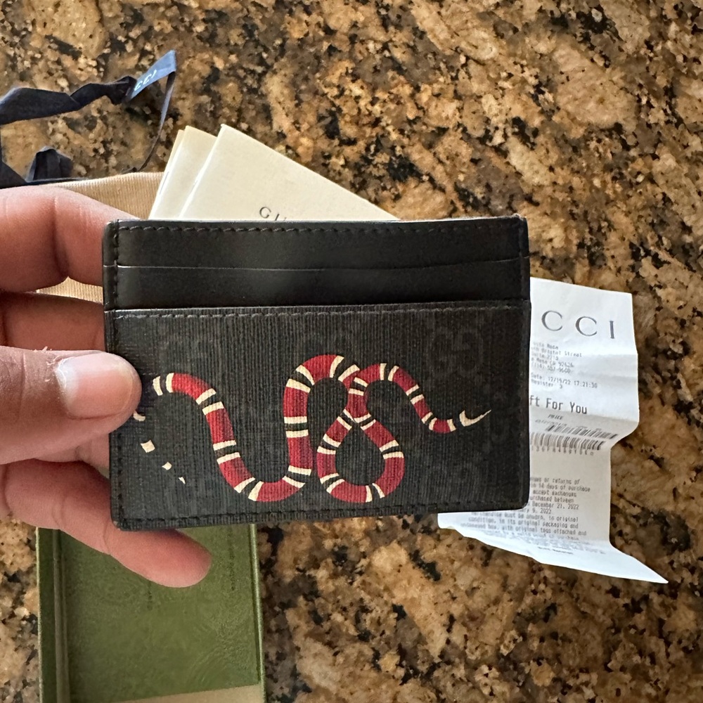 Gucci Black and Red Snake Key Card Holder